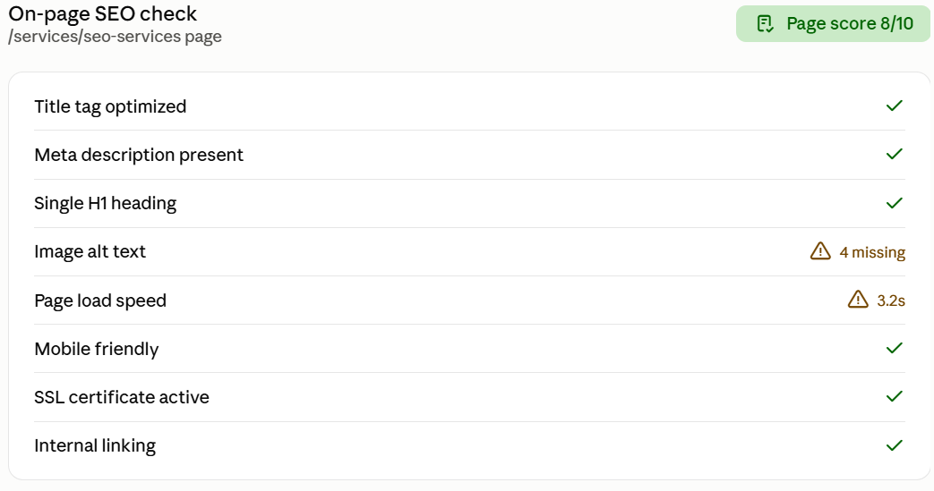 On-Page SEO Checklist screenshot